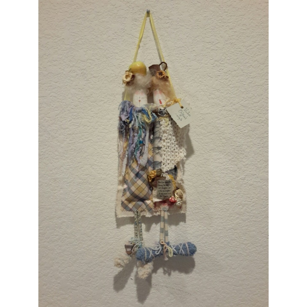Vintage Originals Atlanta 2001 Hanging Dolls Decor Patchwork Ribbon Plaid 18"